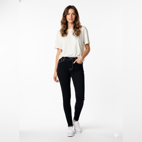 PacSun Denim - 🖤 PacSun High-Rise Black Contrast Stitch Skinny Jeans